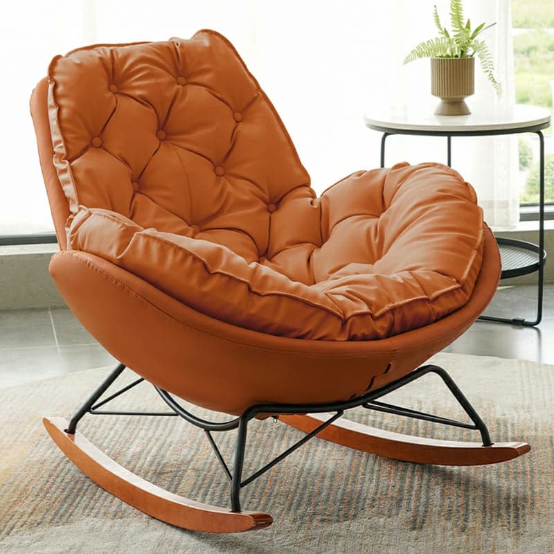 Ergonomic and Stationary Solid Wood Maternity Rocking Chair with Back and Flared Arm thumbnail 6