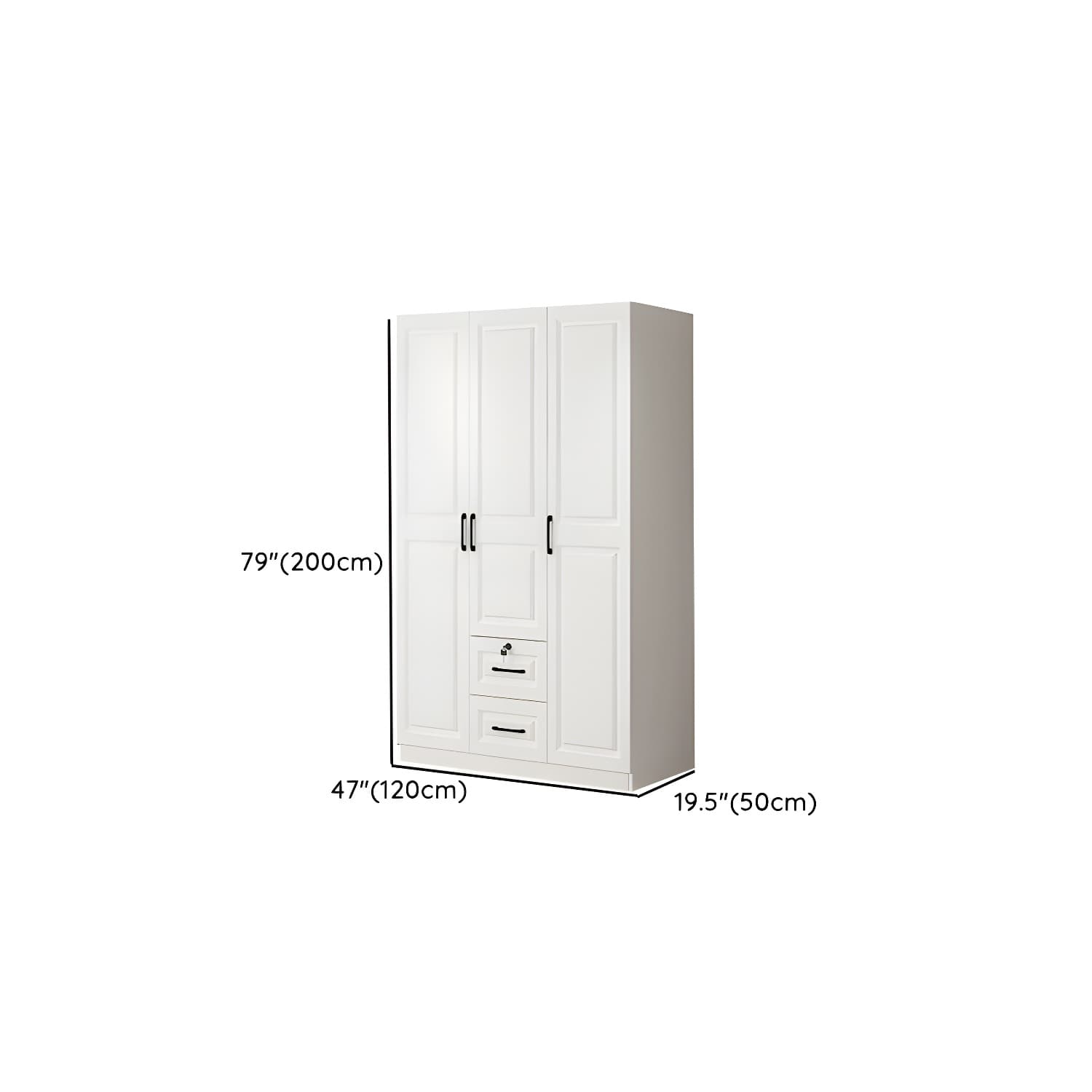 White Wood Wardrobe Armoire with Drawers, Shelves, and Clothing Rod thumbnail 12