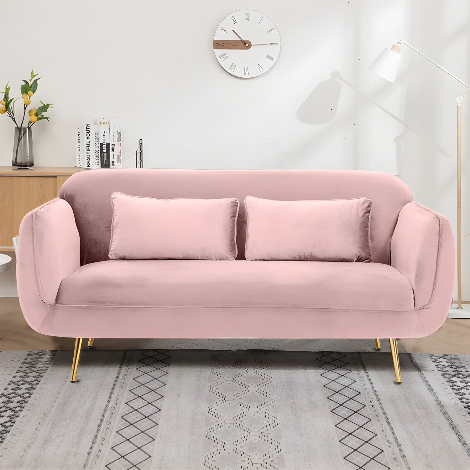 Glam Tight Back Loveseat with Flared Arm and Extra Pillows for Home and Apartment thumbnail 19