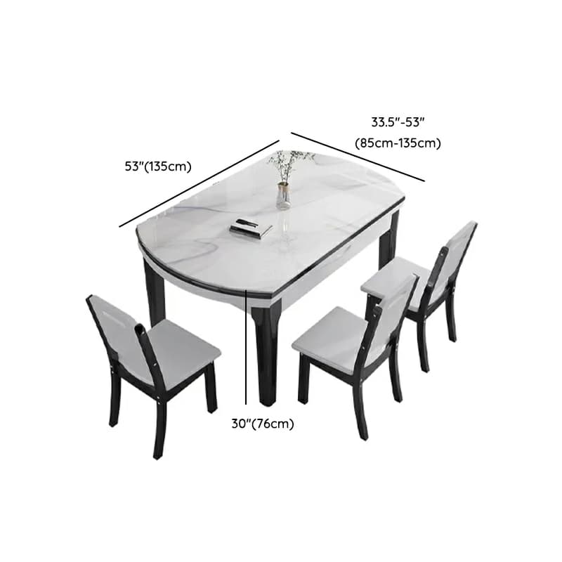 Stone Top Extendable Dining Set with Wood Legs Chairs for Home thumbnail 12