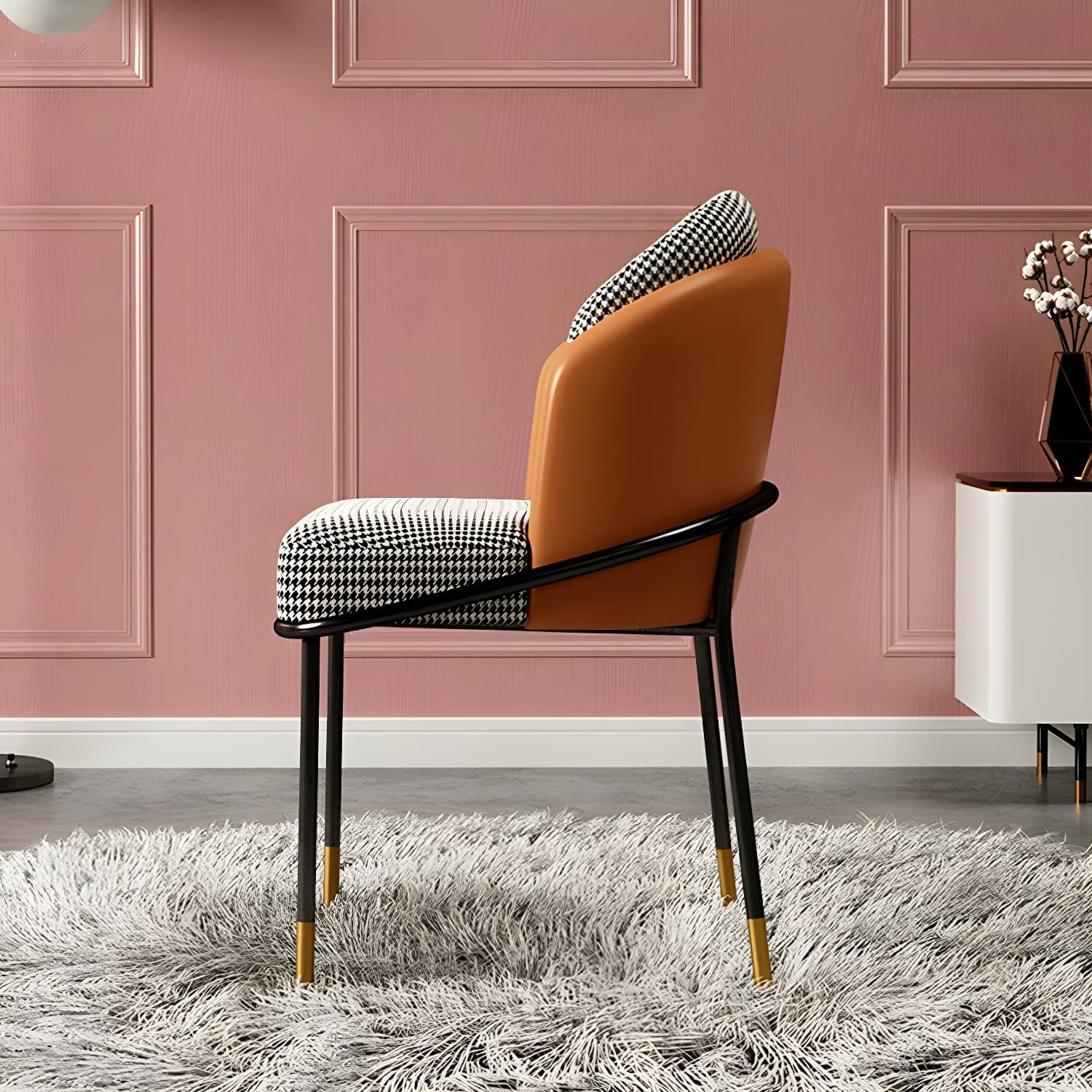 Glam Low-Back Upholstered Chair with Sleek Black Metal Legs for Kitchen & Dining thumbnail 21