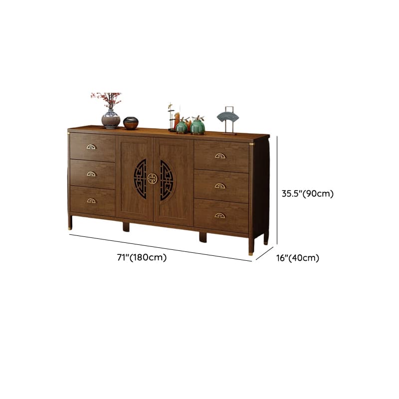Espresso Standard/Wide/Narrow Timber Sideboard with 4 Doors/3 Doors/2 Doors, Adaptable Shelf and Pantry Hutch, 3 Drawers/6 Drawers/2 Drawers Included/Not Included thumbnail 15