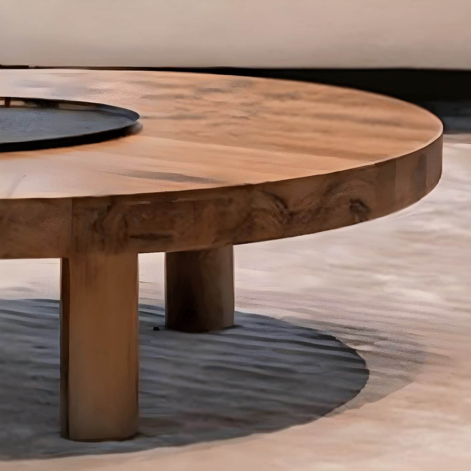 3 Legs 1 Single Coffee Table Solid Wood Brown Cocktail Table thumbnail 7