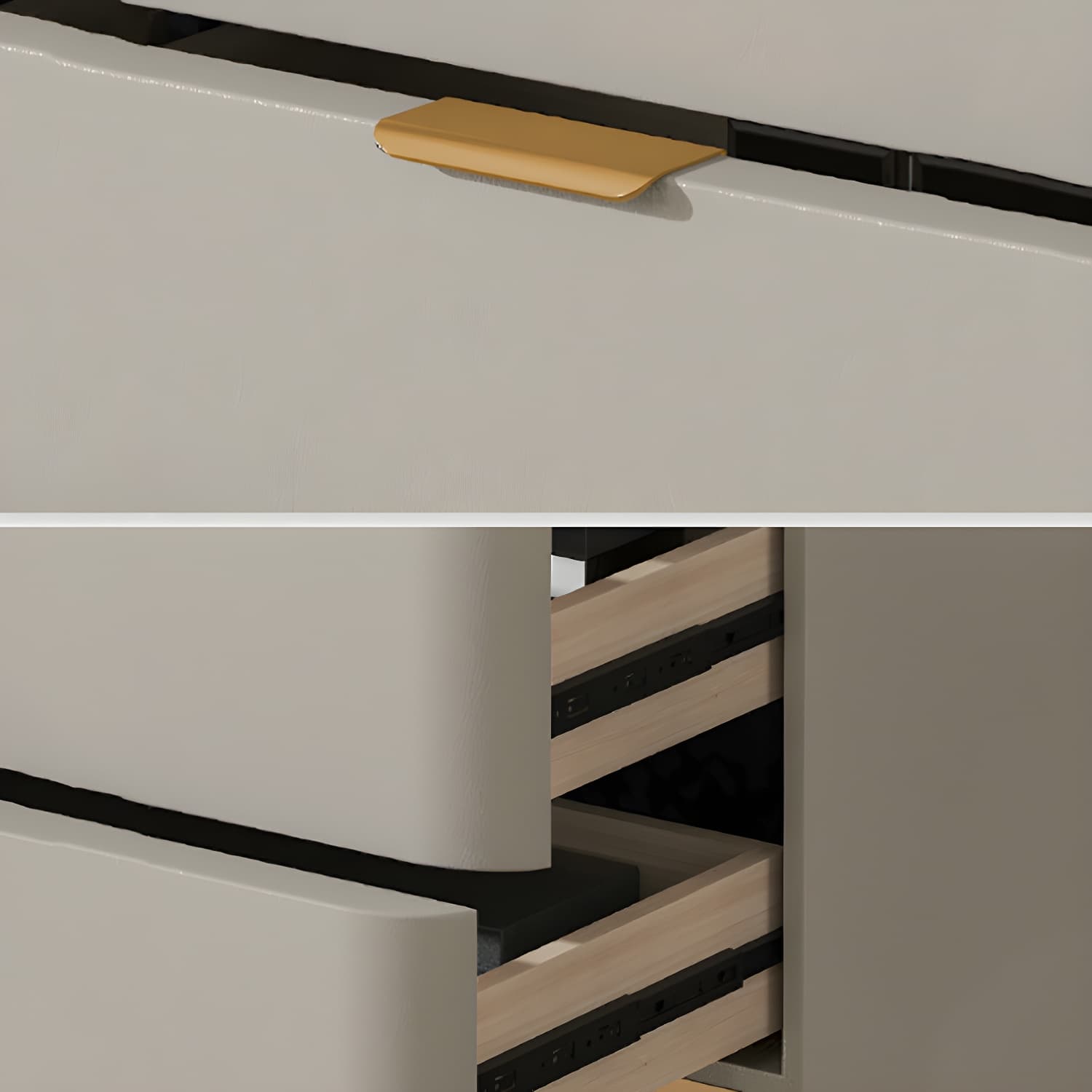 Modern Faux Leather Double Dresser with Solid Wood and Gold Accent Handles - image 13