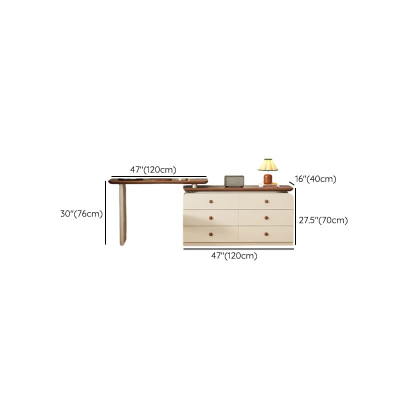 Cream Modish Large Vanity Set with Reclaimed Wood Table Top, 3/6 Drawers, and Light Up Mirror thumbnail 10