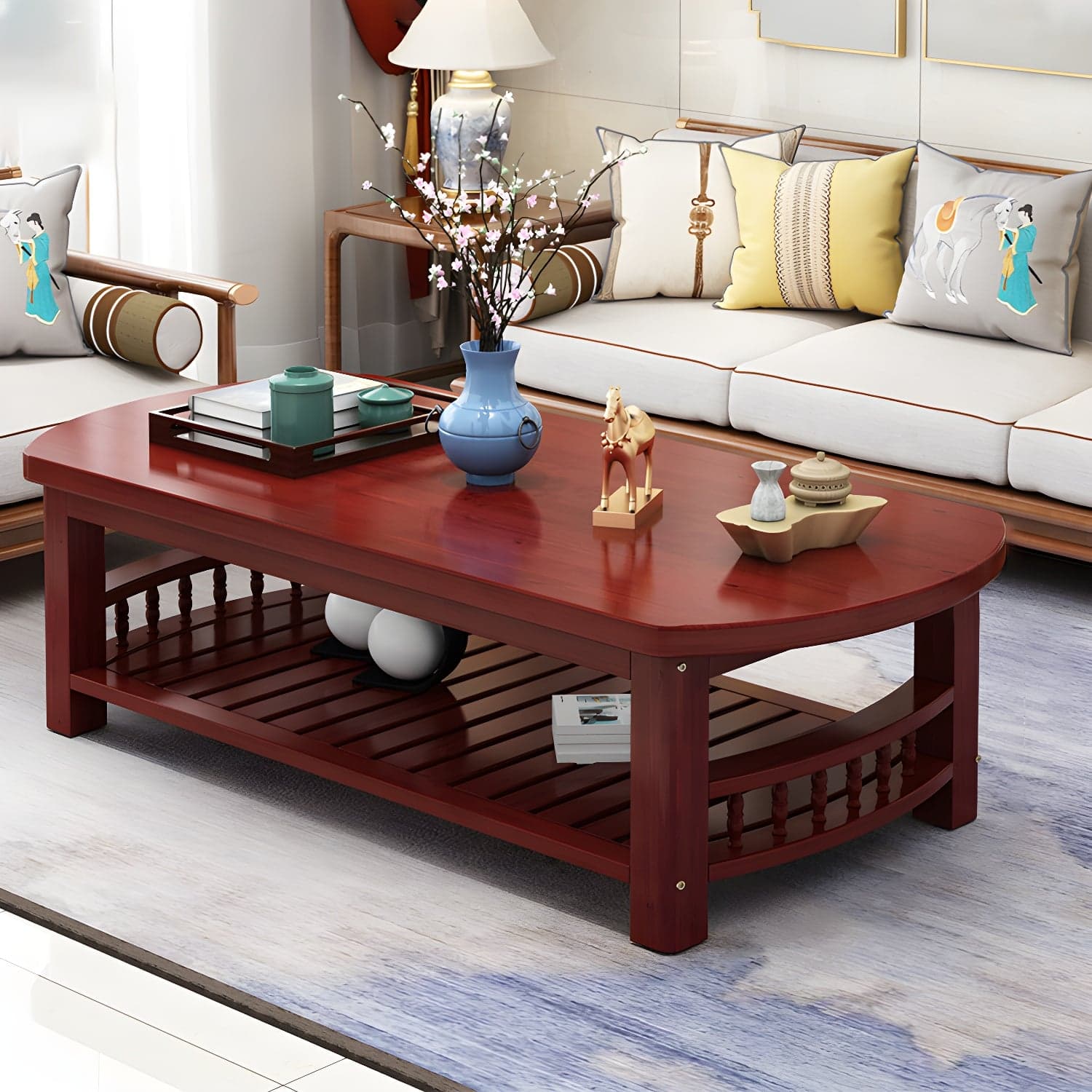 Contemporary Coffee Table Storage Solid Wood Coffee Cocktail Table thumbnail 3