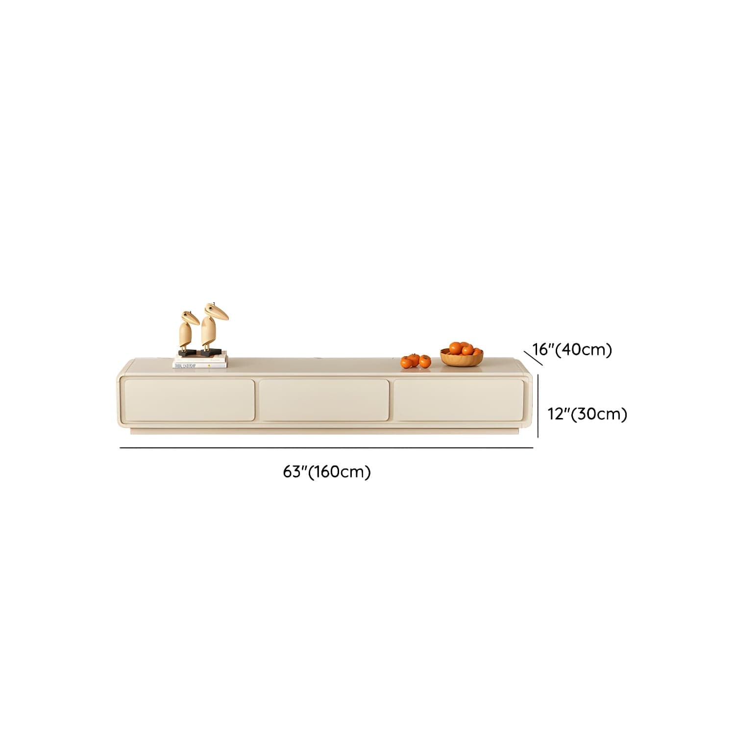Beige Modern TV Stand with Soft Close Drawers - Cable Management - No Assembly Required thumbnail 8