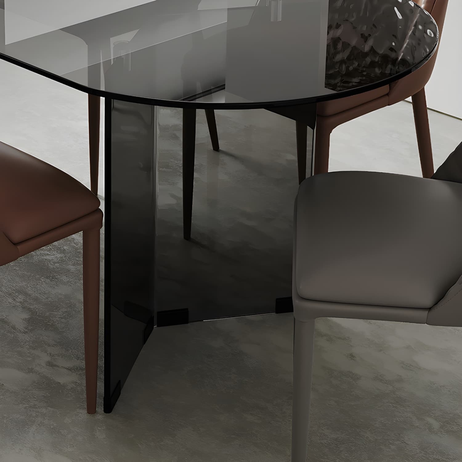 Glass Contemporary Oval Dining Table Clear Glass Top Table with Double Pedestal thumbnail 8