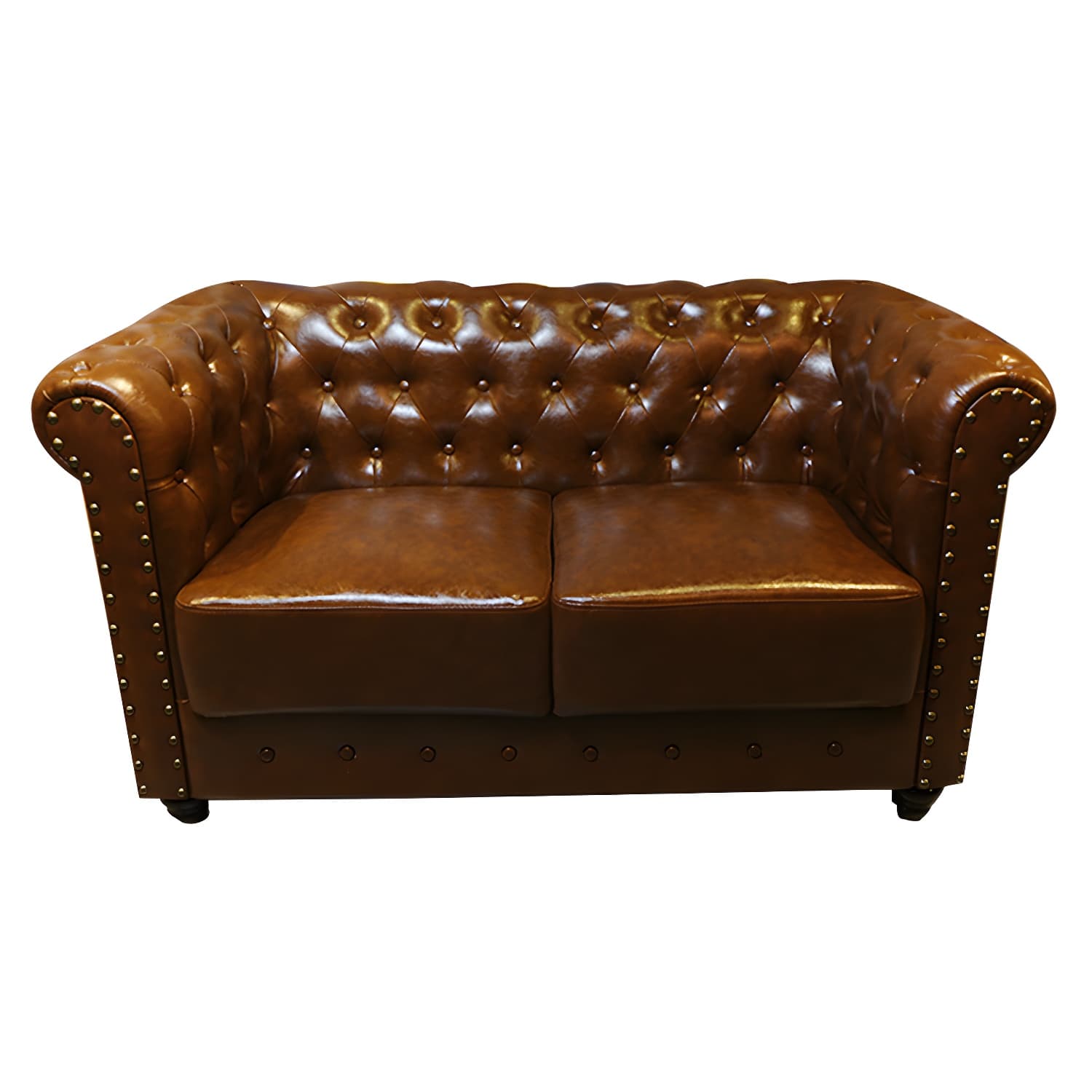 Vintage Leather Chesterfield Sofa 29.53"High Rolled Arm Sofa for Cafe thumbnail 7