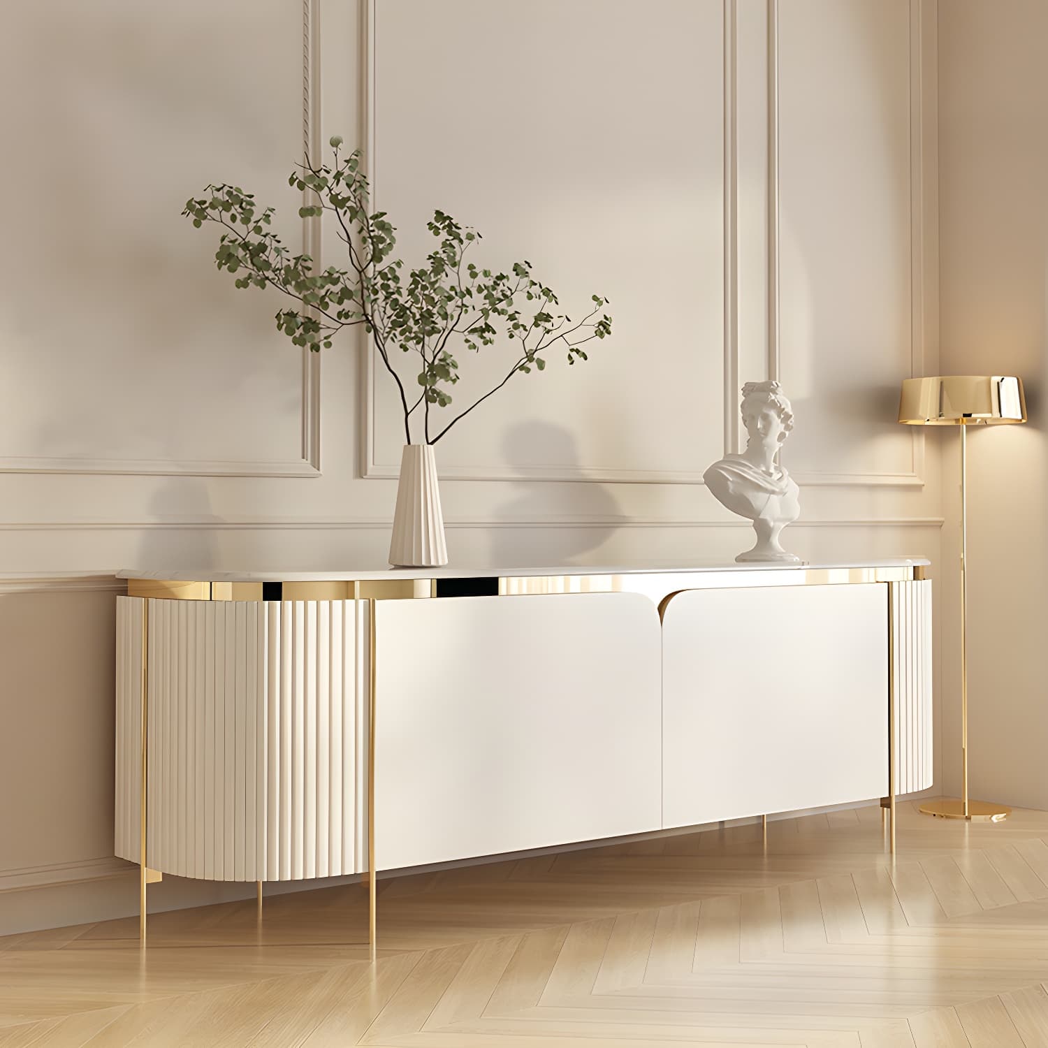 Marble TV Media Console Contemporary TV Console for Living Room thumbnail 4