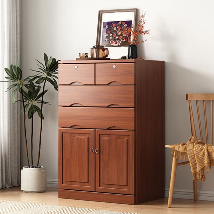 Modern Solid Wood Combo Dresser with Shelves, Drawers, and Cabinet Storage thumbnail 6