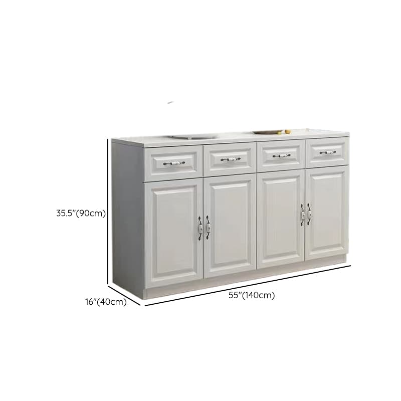 Chalk Sideboard with 4 Drawers, Standard Size, 1 Shelf, Manufactured Wood Countertop, 4 Doors, and Self-supporting Design thumbnail 6