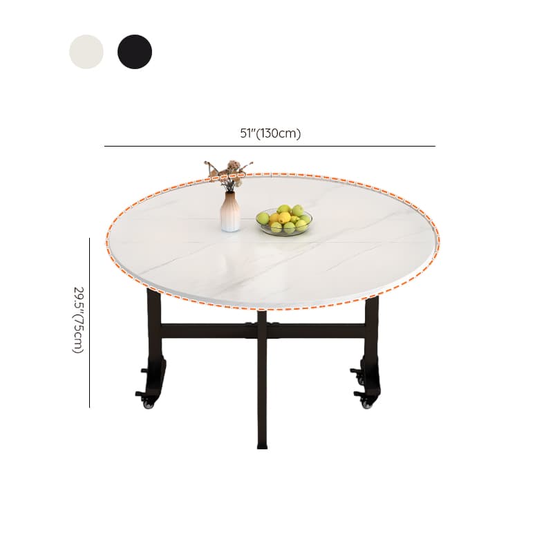 Modern Simple Style Circular Dining Table with Lumber Top, Chalk Color, Pop Up Mechanism, Seats 2 to 6, and Collapsible thumbnail 14