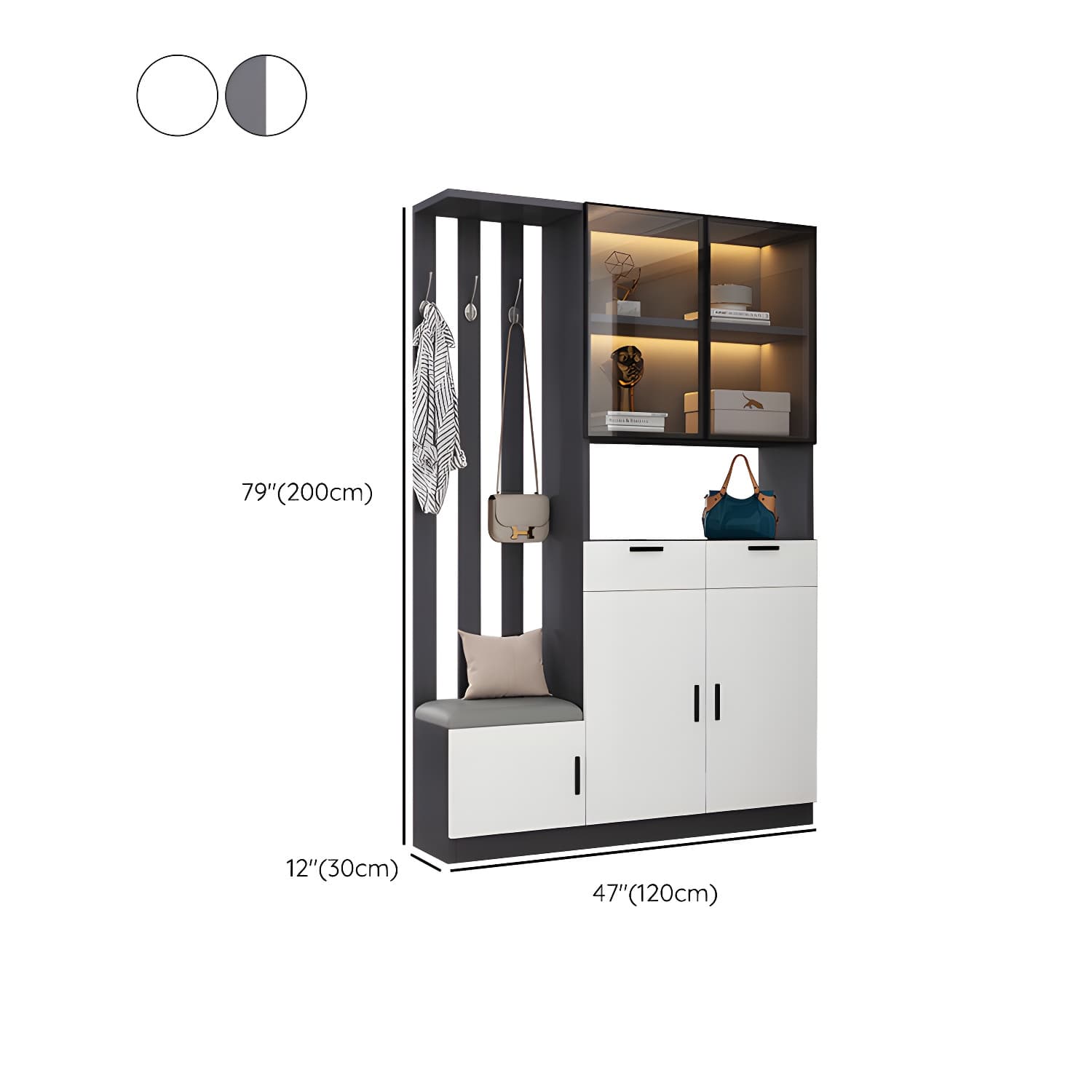 Contemporary Style Wooden 3-door Accent Cabinet with Drawer and Shelf thumbnail 17