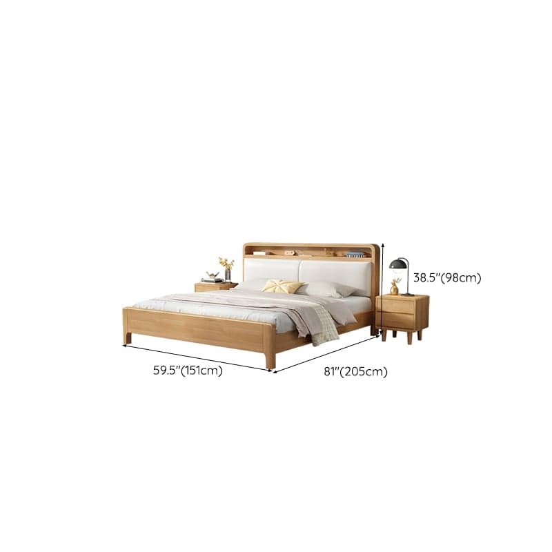 Scandinavian Solid Wood Bed with Four Legs and Upholstered Headboard thumbnail 20