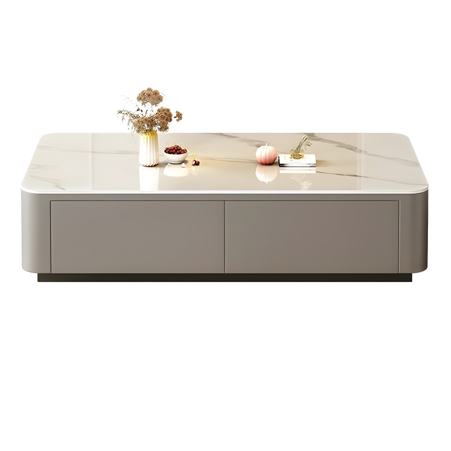 Modern Style Stone Top Steel Base Block Coffee Table with 4 Drawers Rectangular Shape thumbnail 6