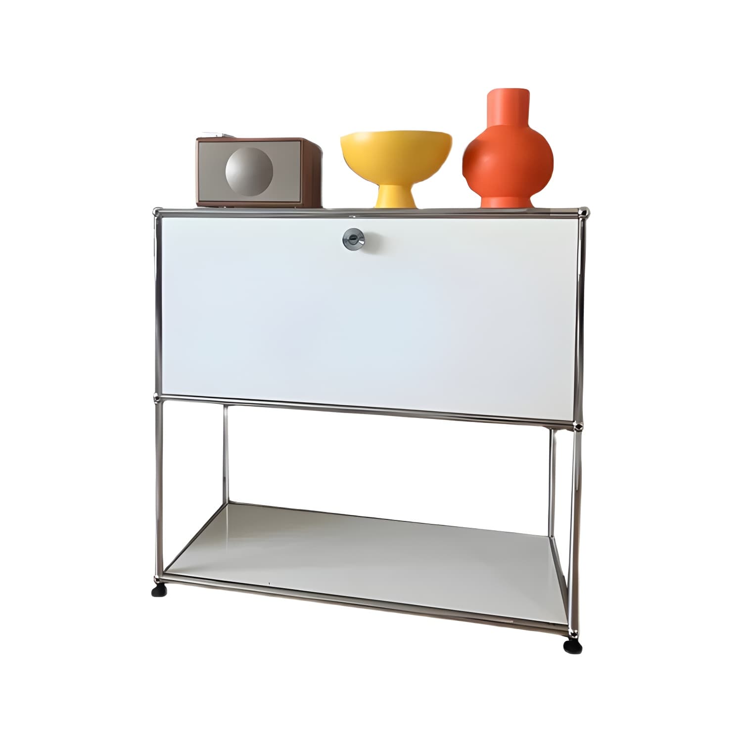 Stainless Steel Sideboard Modern Style Dining Sideboard with Locking Cabinet thumbnail 3