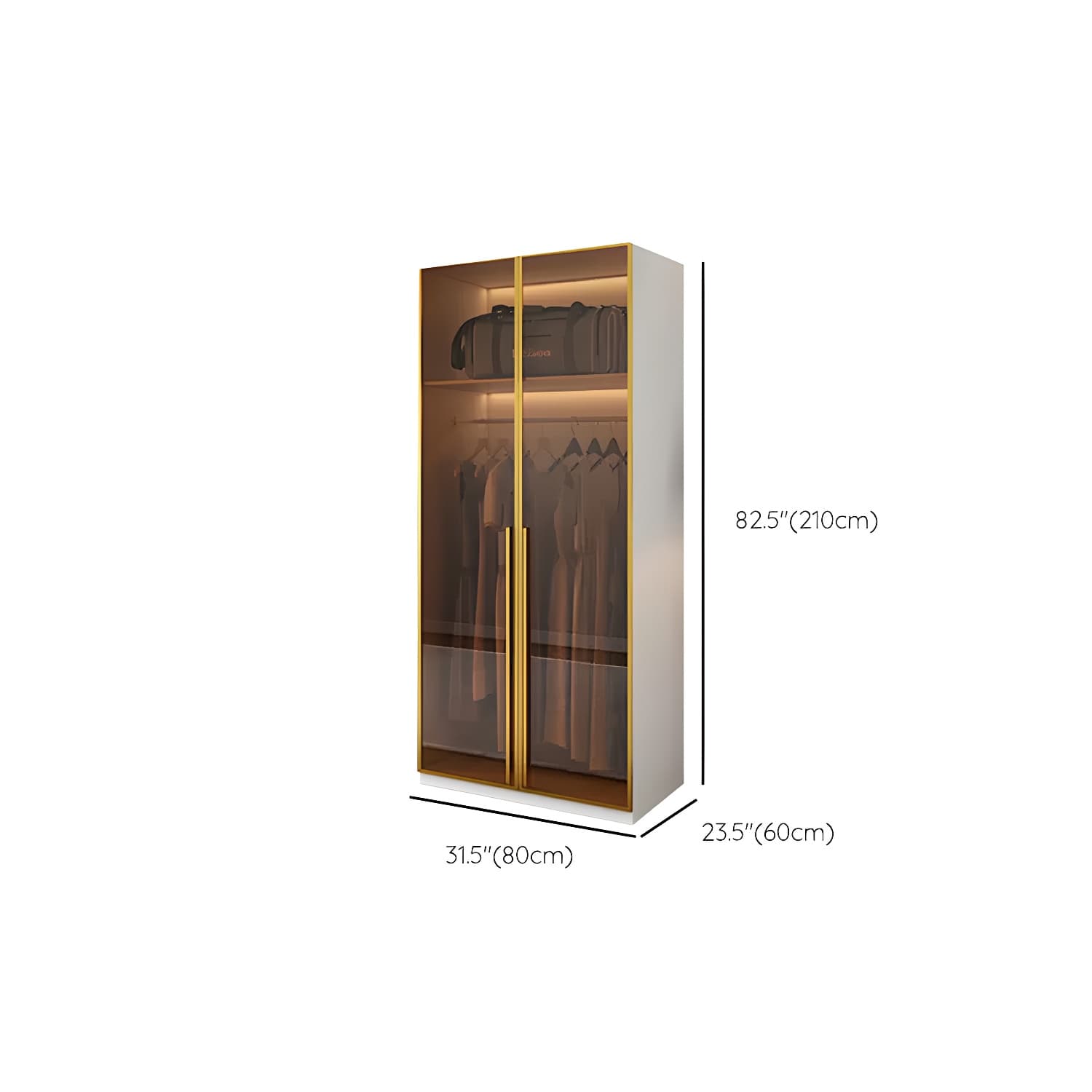 Modern White Wood Frame Wardrobe Armoire Freestanding Wardrobe with Soft Close Drawers thumbnail 11