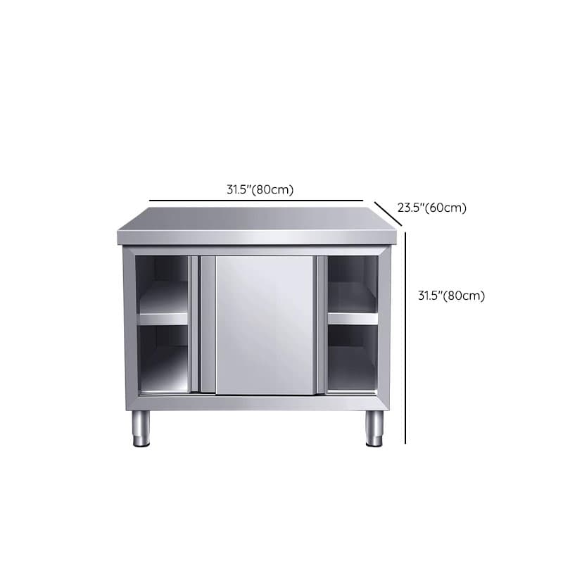 Silver Scullery Sink Cabinet with Reflecting Stainless Alloy Countertop, Self-supporting and Culinary Equipment Storage thumbnail 19
