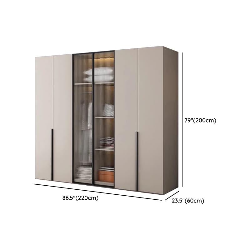 Light Gray Trendy Detached Armoire Cabinet with Soft Close Door, Interior Shelves, and Hanging Rod thumbnail 20