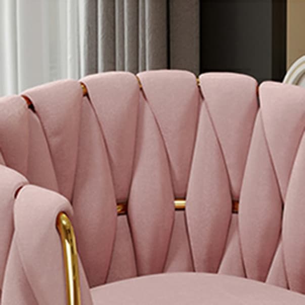 Glam Stable Framed Upholstered Arm Chair with Gold Base and Foot Pads for Dinette, Turned/Non-rotatable thumbnail 9