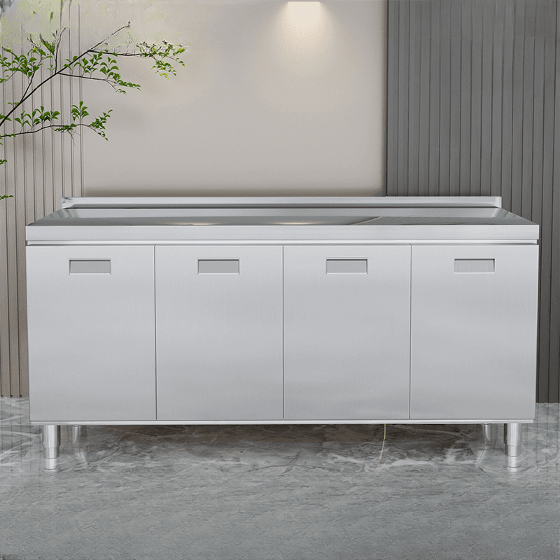 2 Shelves & 4 Doors/3 Doors/2 Doors Silver Metal Standard/Narrow Sideboard with Larder & Hutch thumbnail 1