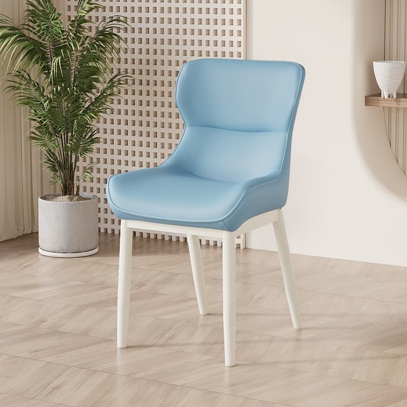 Contemporary Dinette Armless Chair with Solid Back Panel, Upholstered in Steel and Foot Pads thumbnail 1