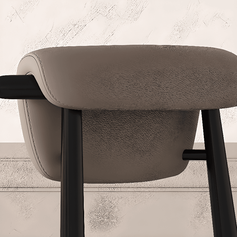 Casual Side Chair in Vinyl Leather with Wood Legs, Low Back, Framed and Balanced thumbnail 13