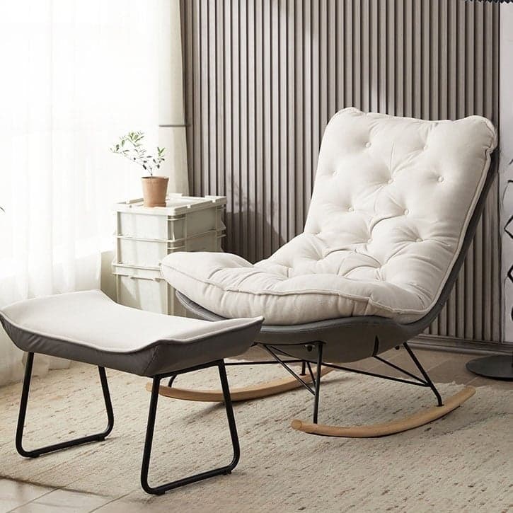 Modish Sand Ash Upholstered Rocking Accent Chair with Spindle Back and Stain Resistant thumbnail 9