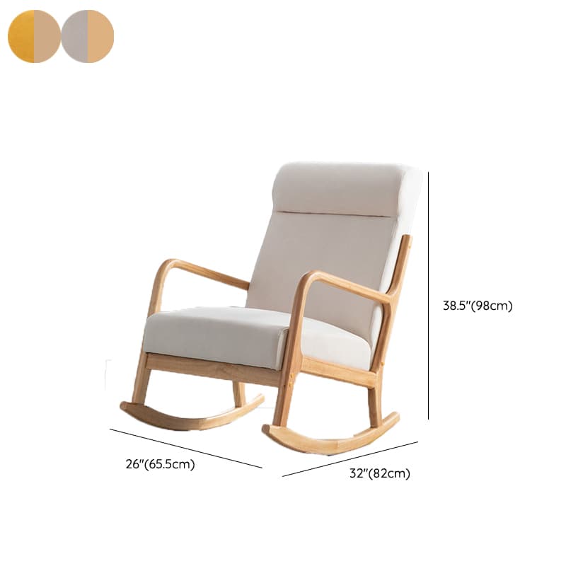 Modern Simple Style Wood Rocking Chair Couch with Cushioned Upholstery & Track Arm thumbnail 14