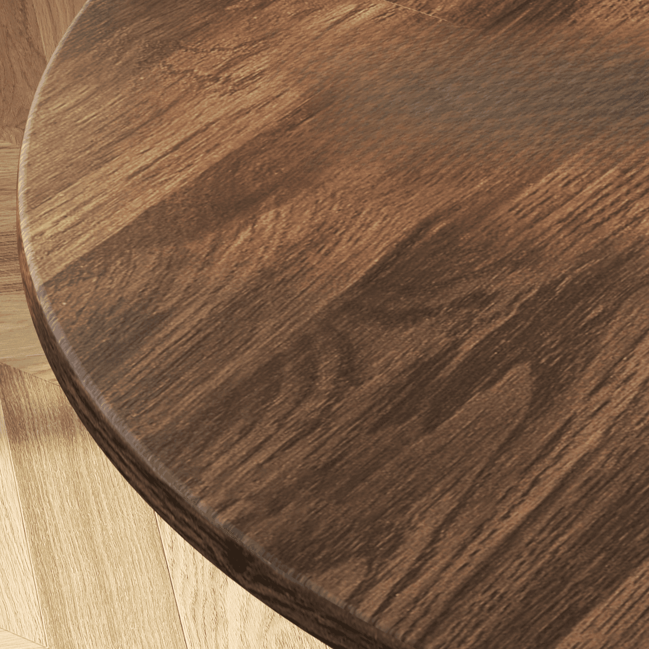 Simple Circular Weathered Wood Dining Table with MDF Top and Extendable Leaf Mechanism thumbnail 5