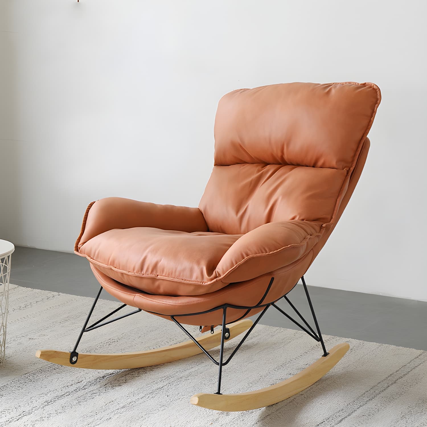 Contemporary Nursery Rocking Chair Indoor Sofa Rocking Chair with Ottoman and Cushion thumbnail 15