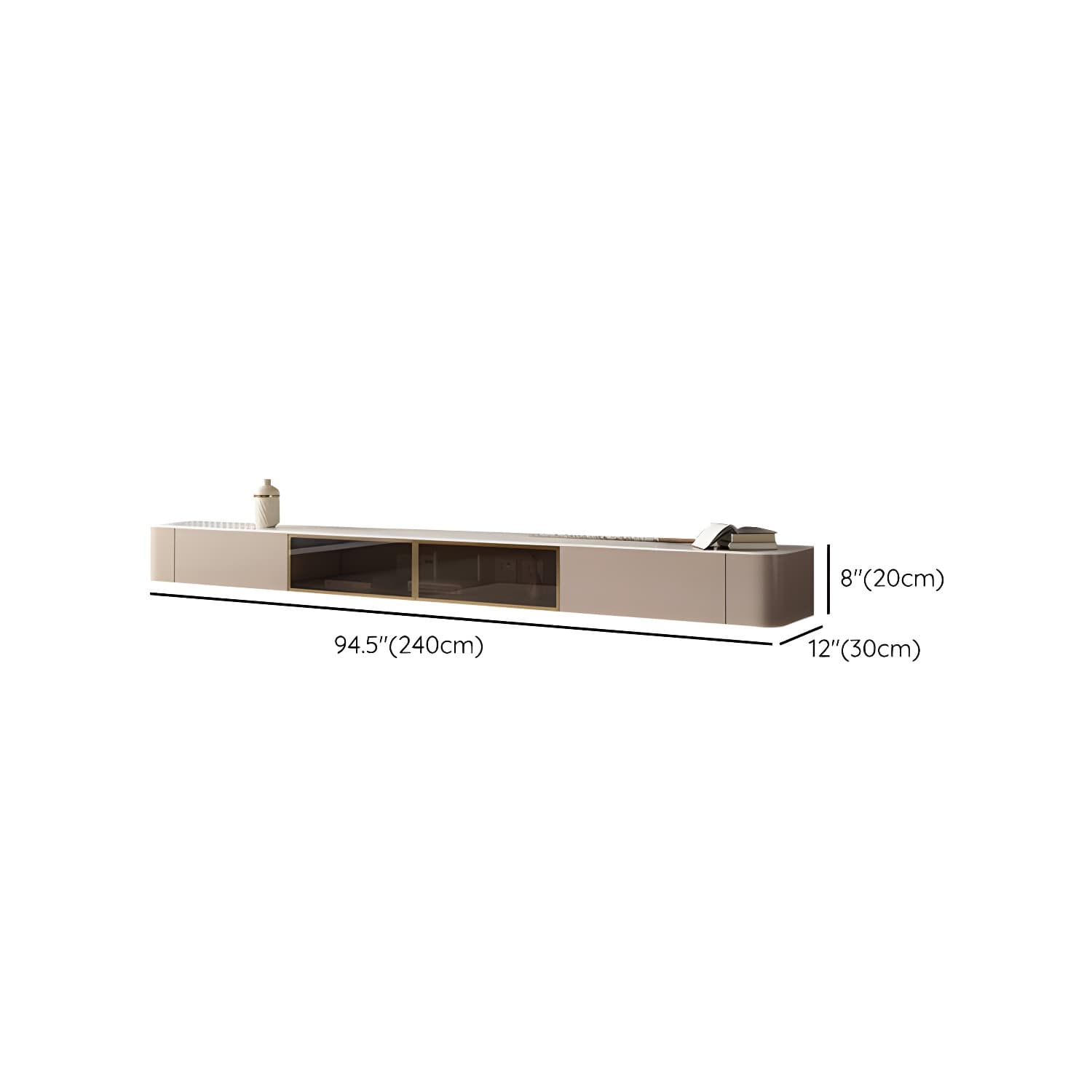 Brown Modern TV Stand with Floating Mount Design, Drawers, and Cable Management thumbnail 18