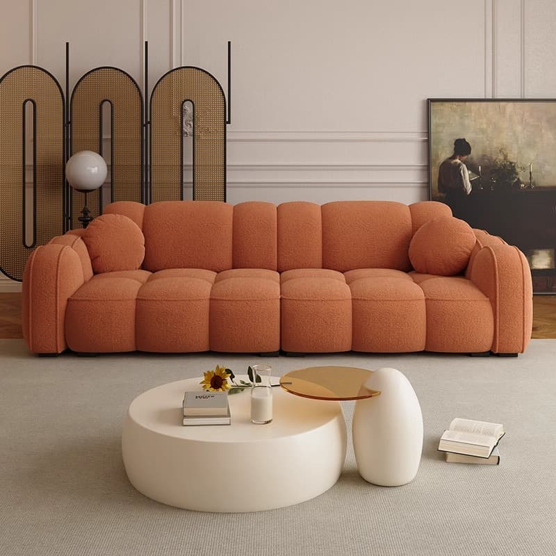 Modish Solid Color Standard Sofa Stain Resistant/Water Resistant Dove Grey/Apricot Color/Mocha with 2 Pillows & Armrest for 4 Person/3-seater thumbnail 11