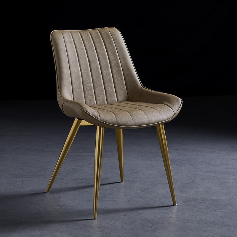 Outlined Faux Leather Upholstered Reliable Side Chair with Metal 4 Legs for Restaurant thumbnail 12