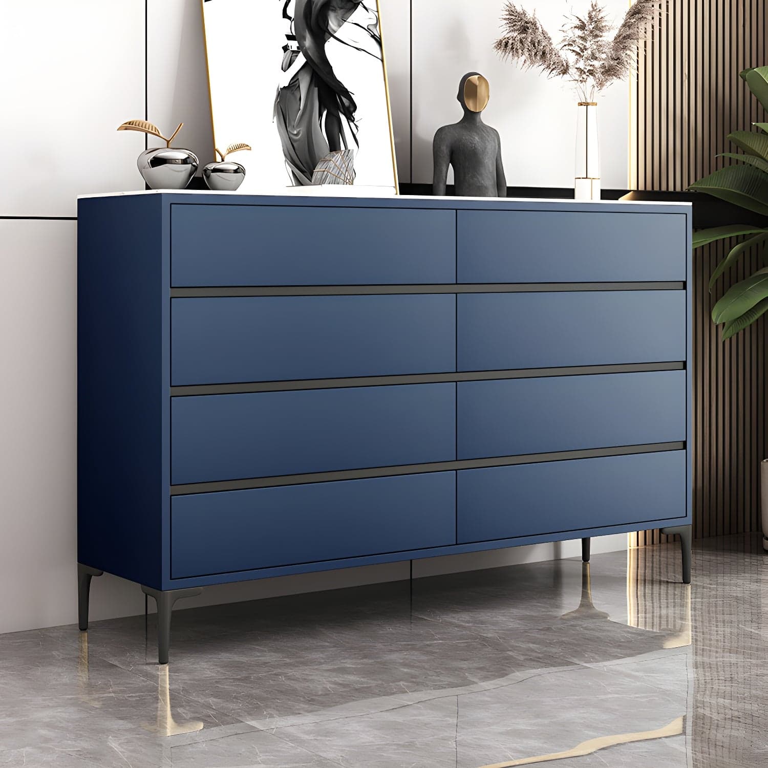 Glam Vertical Stone Storage Chest Bedroom Chest with 8 Drawers - image 4