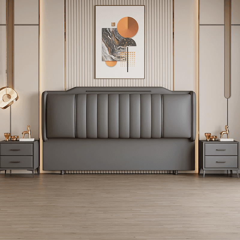 Modern Simple Style Panel Headboard in Natural Wood with No Distressing, Rectangle Shape for King/Queen/Full Bed, Featuring Sponge Upholstery and Standard Height thumbnail 9