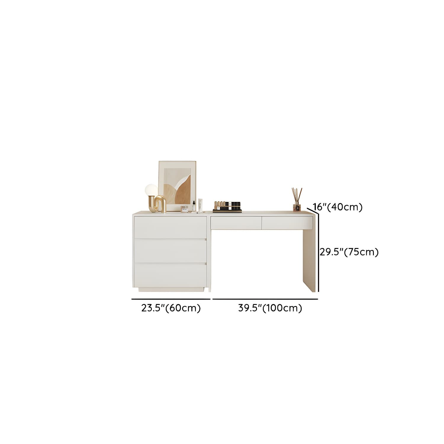 Modern Wood Vanity with Drawers, Large Size, Soft Close Glides, 40cm Width, 75cm Height thumbnail 11