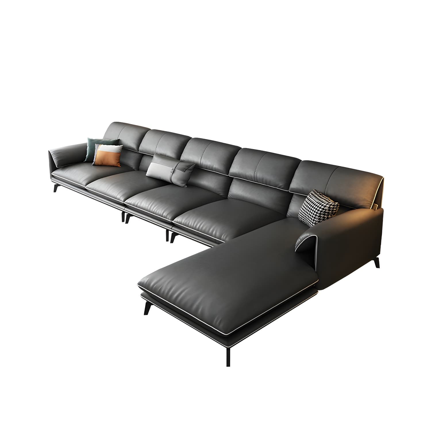 Modern Gray Stationary Sectional Sofa with Wood Frame and Pillow Top Arm thumbnail 5