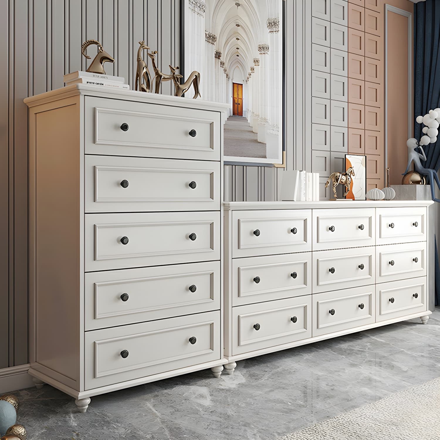 Solid Wood and Soft-Close Drawers Modern Chest with Wood Top thumbnail 13