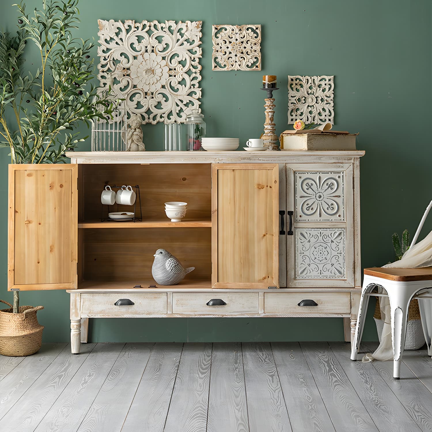 14.2'' Wood Rectangular Traditional Accent Cabinets with Drawers and Cabinet Included thumbnail 3