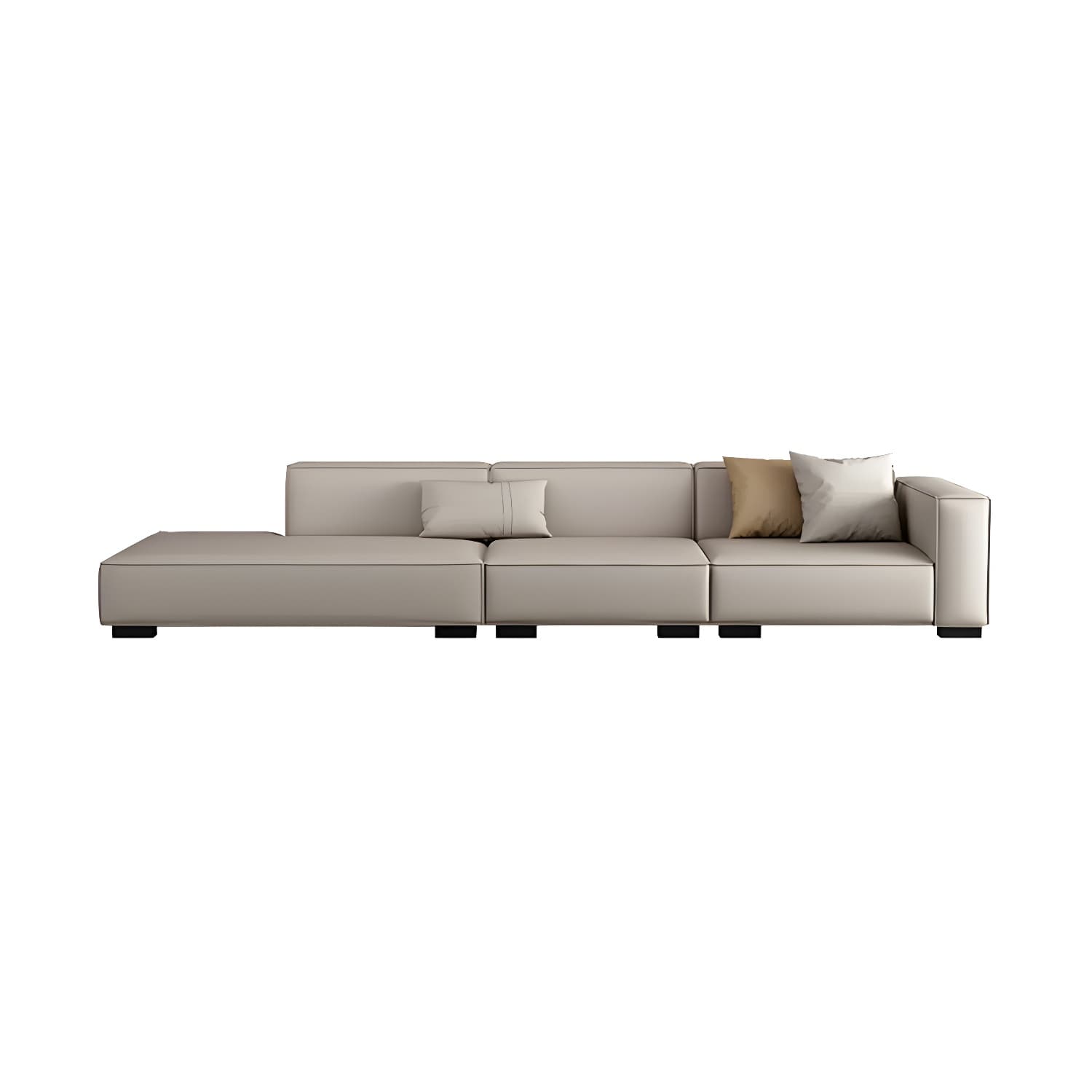 Modern Gray Faux Leather Sofa Chaise with Square Arms and Pine Wood Legs thumbnail 15