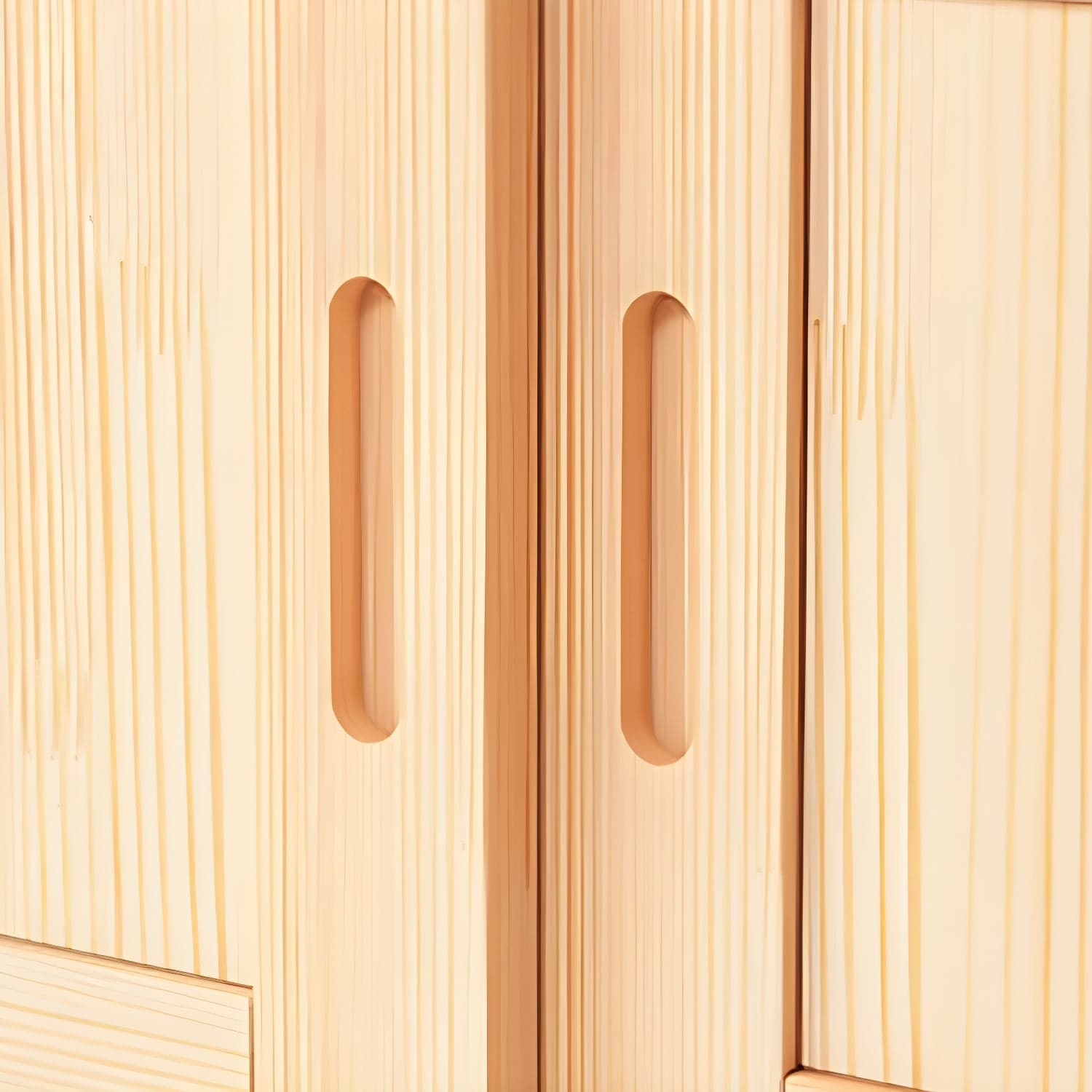 Natural Pine Solid Wood Wardrobe Freestanding Wardrobe with Sliding Doors - image 7