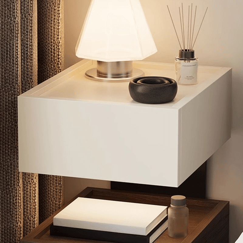 Organic Modern 2 Tiers Nightstand With Drawer Organization, 2 Shelves, Real Wood Countertop, and Illuminating Feature thumbnail 10