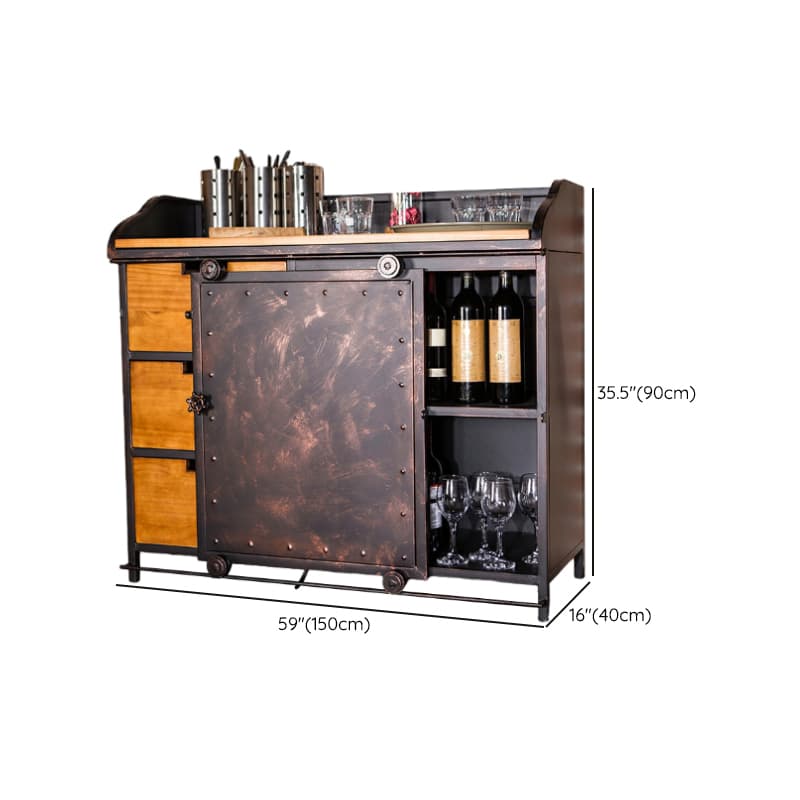 Industrial Metal Sideboard Cabinet with Wood Countertop, 3 Drawers, and Sliding Doors - image 22