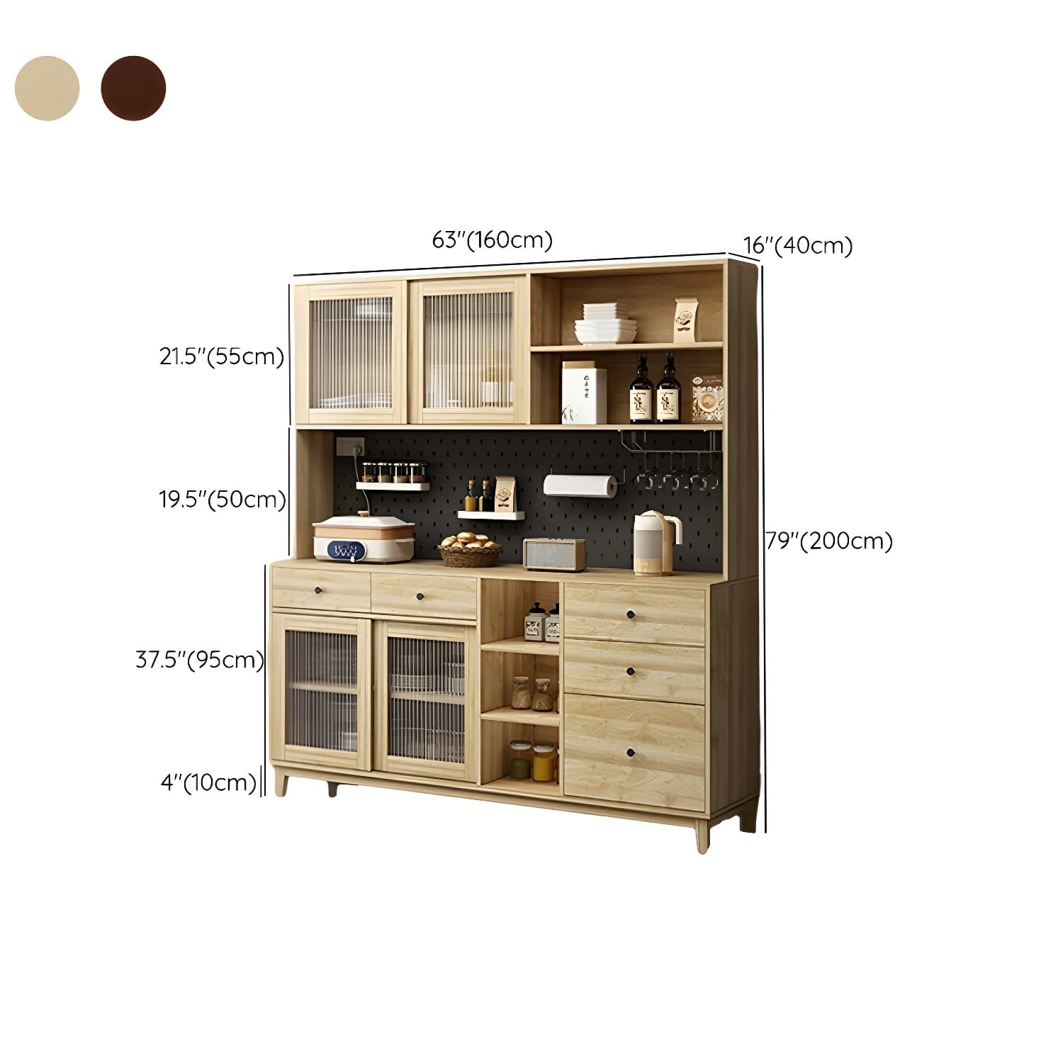 Contemporary Wood Buffet with Glass Doors and 3 Storage Drawers thumbnail 21