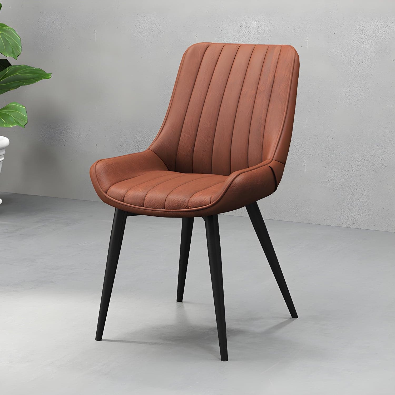 Metal Frame Dining Side Chair Faux Leather Upholstered Side Chair thumbnail 6