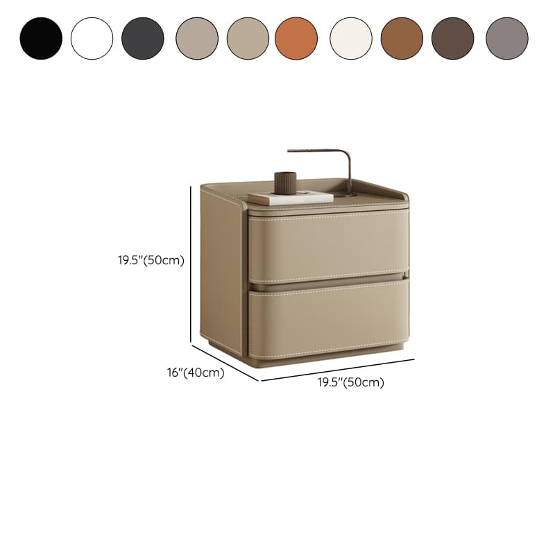 Modish Nightstand With Drawer Organization Featuring 2 Drawers and Pleather Countertop thumbnail 17