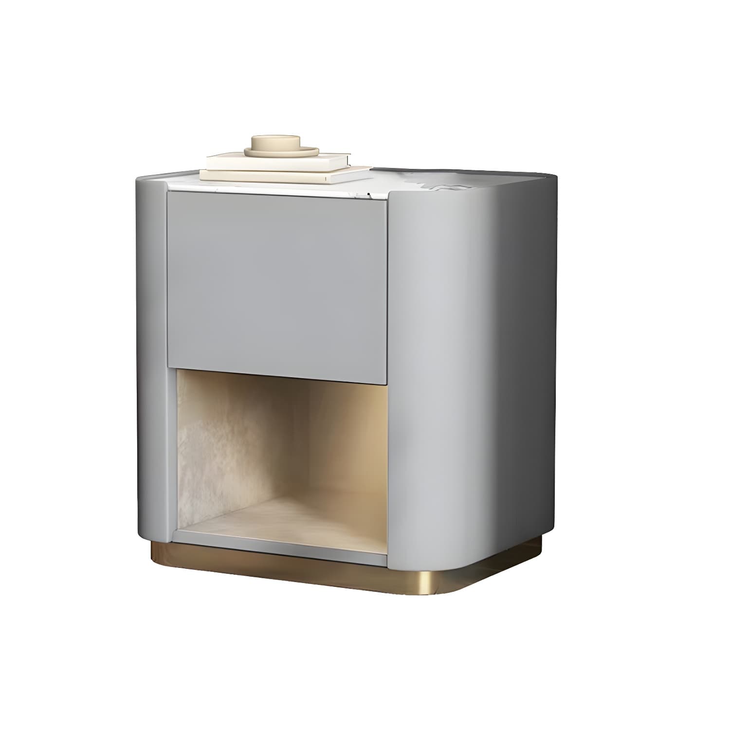 Contemporary Stone Top 1-Drawer, 1 Shelf Nightstand 21.65" Tall Nightstand thumbnail 8