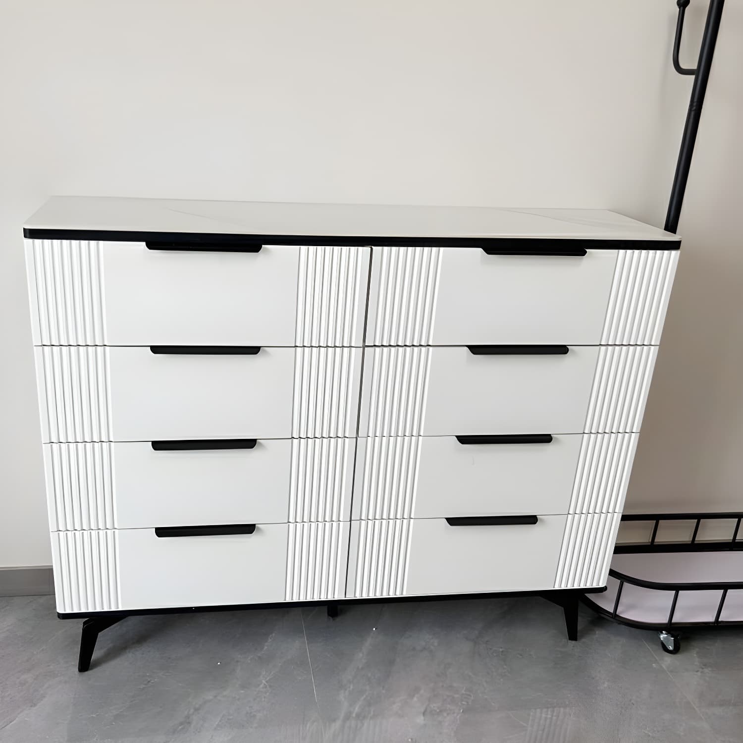 Drawers Included Modern Chest with Stone Countertop and Metal Legs thumbnail 6
